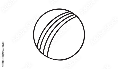 Simple line drawing of a cricket ball on white background