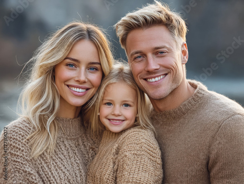 happy family outdoors with ...