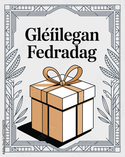 Gléíilegan Fedradag Gift Box Illustration with Elegant Design
