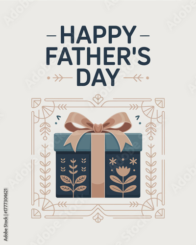 Happy Father's Day Floral Gift Box Illustration