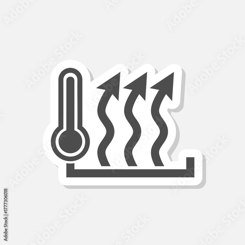 Heat icon sticker isolated on gray background