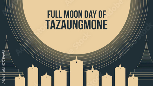 Full Moon Day of Tazaungmone Myanmar Festival Vector Design