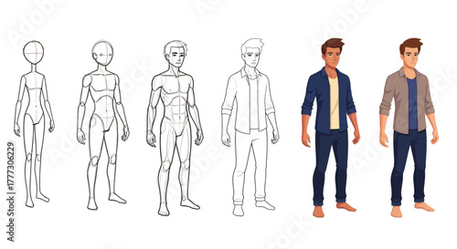 Illustration Demonstrating the Process of Character Design for Animation and Game Development
