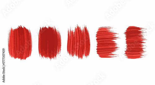 Expressionistic swatches showcase bold brushstrokes and vibrant red hues on a clean white backdrop