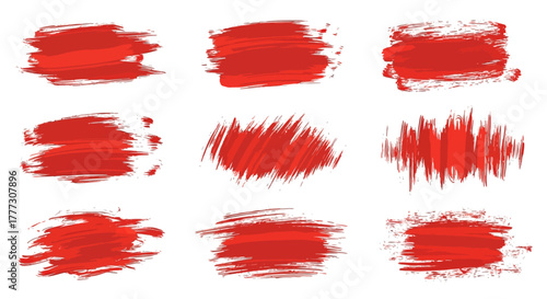 Set of Crimson Brushstrokes for Creative Design Projects and Visual Compositions