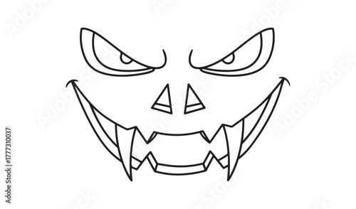 Scary halloween jack o lantern face outline drawing