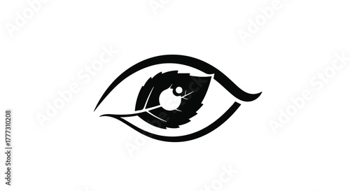 Nature's vision represented by an eye with a leaf pupil, symbolizing environmental awareness and organic insight.