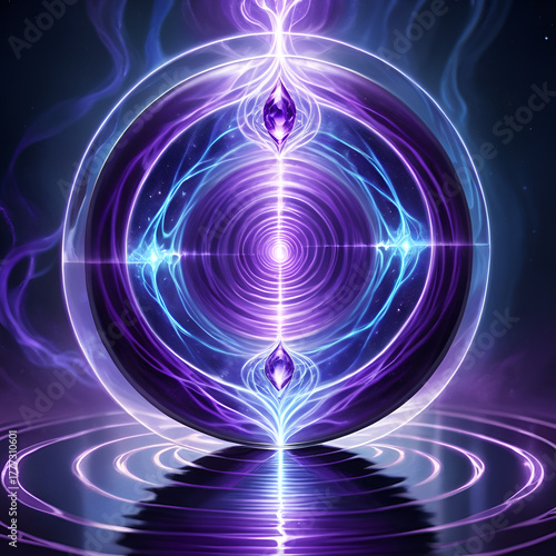 Experience cosmic energy flow and spiritual awakening with this stunning, vibrant purple and blue abstract portal.