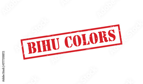 Red stamp imprint bihu colors on white background
