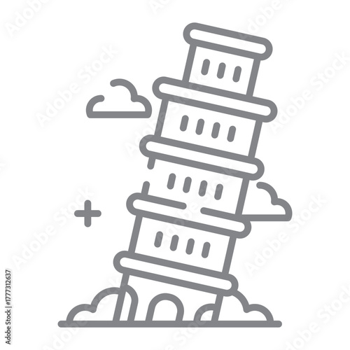 Landmark Pisa Tower Icon Design. Illustration Vector Design