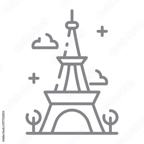 Landmark Eiffel Tower Icon Design. Illustration Vector Design