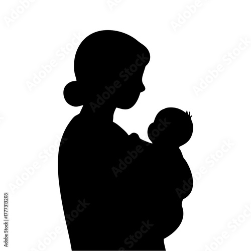 SILHOUETTE OF A PERSON CARRYING A BABY