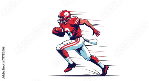 Dynamic Football Player Running with Ball Vector Illustration american football
