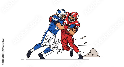 American Football Players Tackling Illustration for Sports and Competition american football