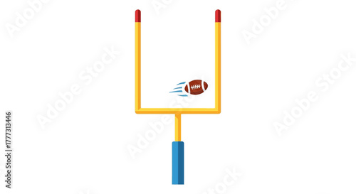 American Football Field Goal With Flying Ball Digital Illustration american football