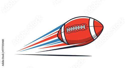 Flying Football Vector Illustration of a Game Winning Pass on White american football