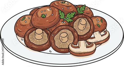 Simple Handdrawn Delicious Mushroom Dish Cooking Recipe Element Illustration