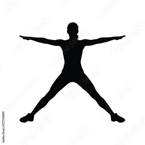 Active woman silhouette exercising for fitness, yoga, workout, and sport design isolated on white background, Vector