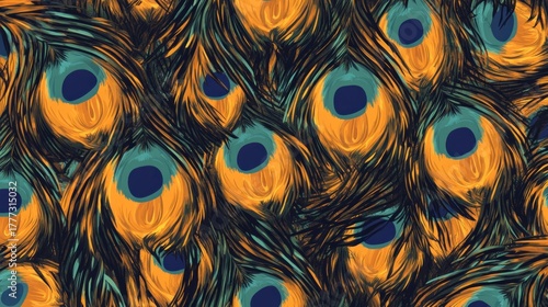 Peacock Feather Texture. Close-Up Peacock Feathers. Colorful Peacock Pattern. Vibrant Peacock Plumage Texture. Detailed Peacock Feather. Peacock Feather Surface. Colorful Peacock Feathers Close up.