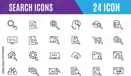 Search icon set. Magnifying glass icon set vector illustration.