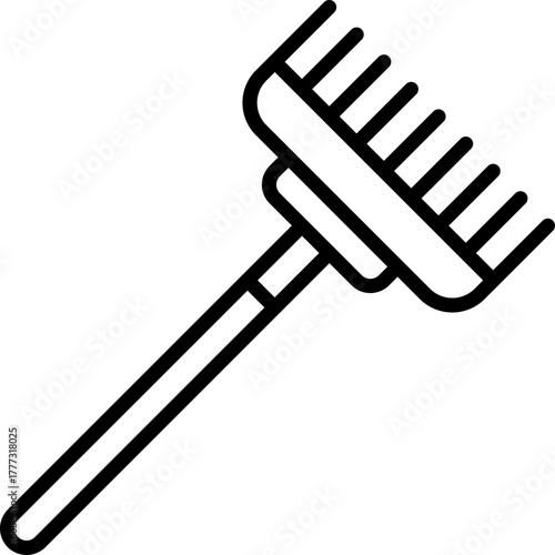Black rake icon - outline