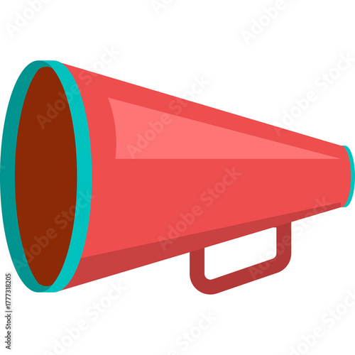 Red Megaphone With Teal Accents On A White Background For Announcements And Promotions Isolated Object
