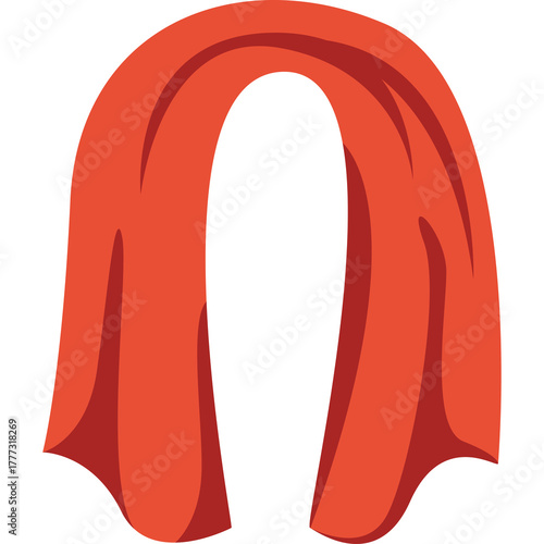 Red Superhero Cape Front View Isolated On Transparent Background Digital Art