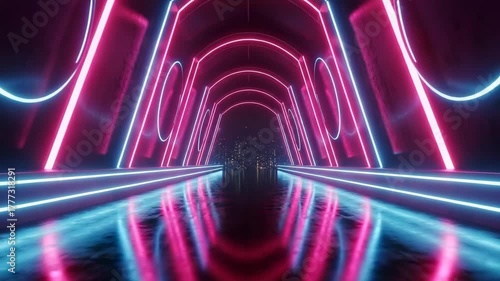 Glowing light trails on a dark abstract night background