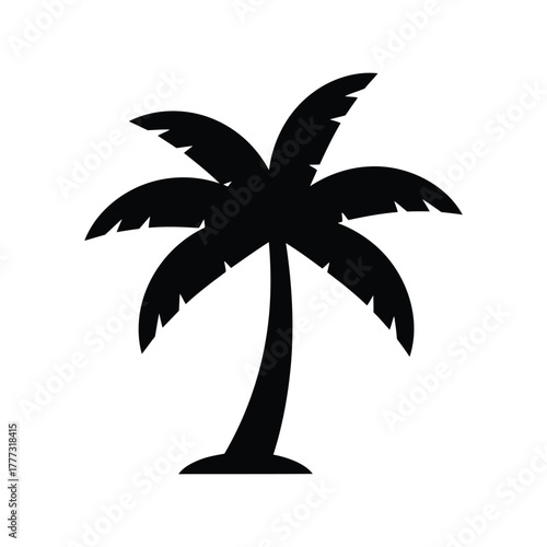 Minimalist black palm tree icon silhouette vector isolated   tropical summer design element isolated on white background, Vector