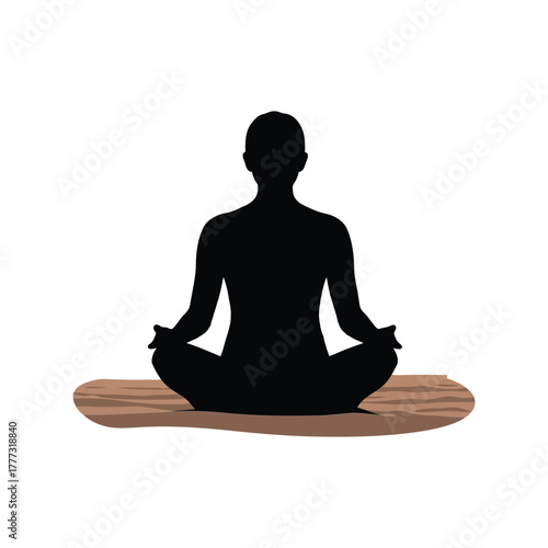 Yoga meditation silhouette: serene mindful practice for wellness and inner peace isolated on white background, Vector