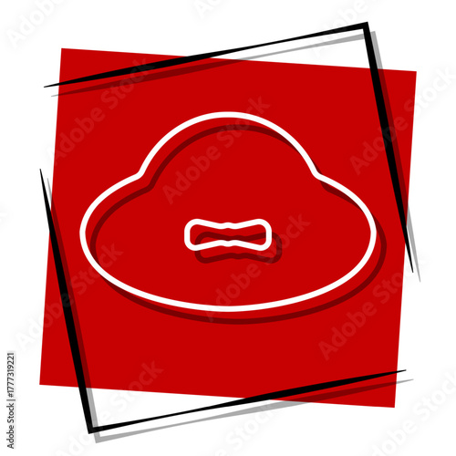 pamela hat, red banner in a frame. Vector illustration on a white background.