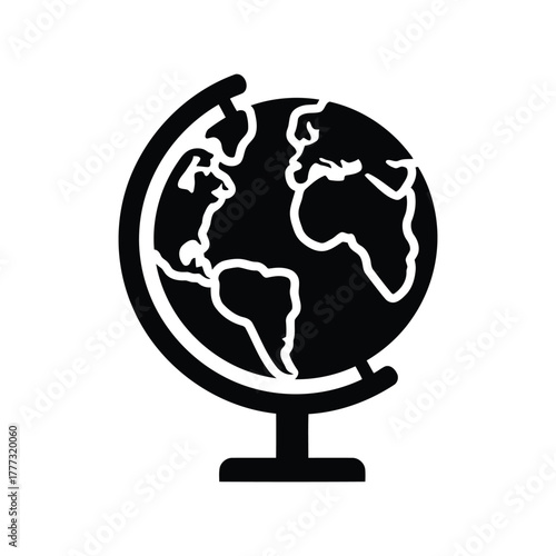 Global earth map icon vector   world travel, education & business geography symbol isolated on white background, Vector