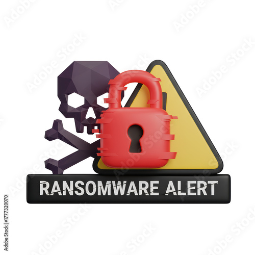 3d scammer elements icon warn of ransomware alert