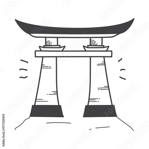 Torii Gate Icon Design. Vector Illustration