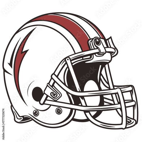 Detailed Outline of American Football Helmet Line Art
