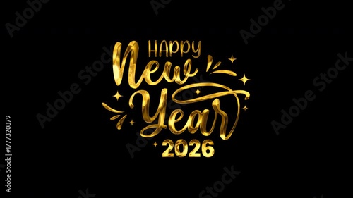 2026 Happy New Year Handwritten Animation. Ideal for holiday greetings, invitations, and festive designs for the upcoming year.