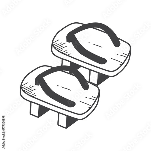 Icon of Japanese Geta Sandals. Vector Illustration