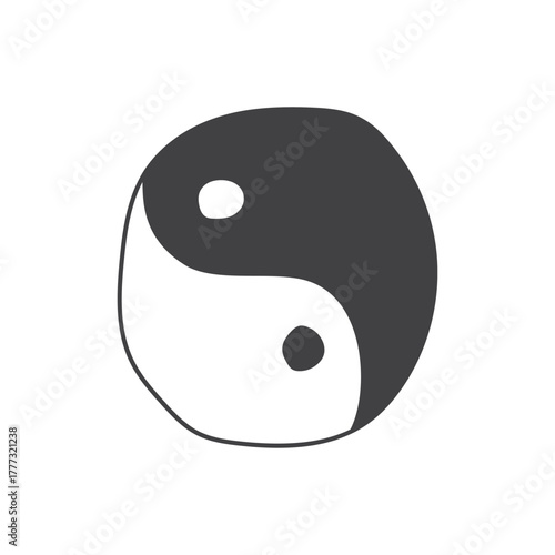Hand Drawn Yin and Yang Symbol Illustration. Vector Illustration