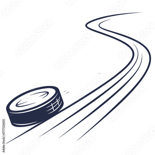 Hockey Puck with Speed Trail - Ice Hockey Motion Vector Icon