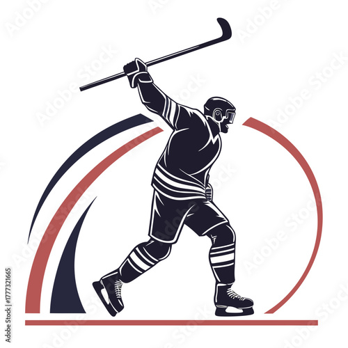 Ice Hockey Player Slap Shot - Dynamic Hockey Vector Illustration