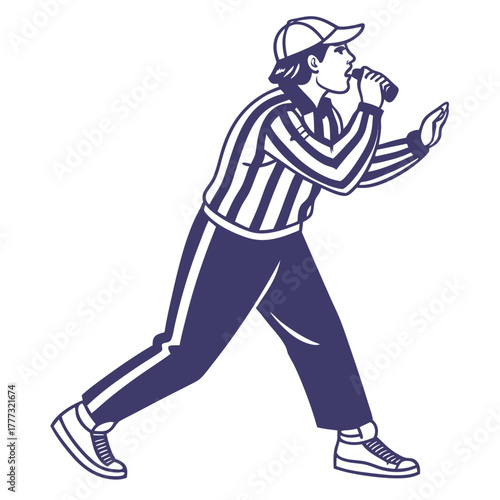 Soccer Referee with Whistle - Football Judge Vector Illustration