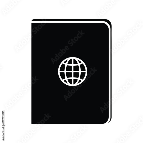 Global passport icon with globe symbol vector for international travel identity isolated on white background, Vector