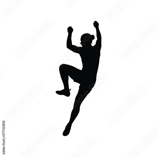 Dynamic rock climber silhouette vector illustration   athlete sport activity isolated on white background, Vector