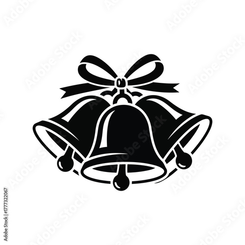 Christmas jingle bells icon vector black white holiday celebration symbol design element isolated on white background, Vector