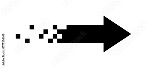 Schwarzer Pfeil, der hinten in einzelne Pixel zerfällt