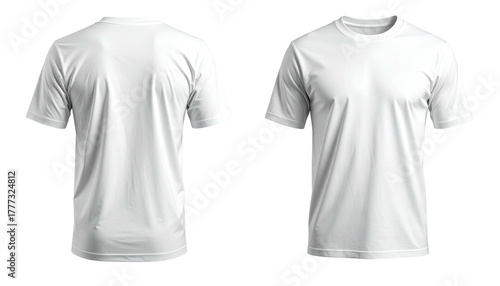 Two white, blank T-shirts one front, one back. Mockup