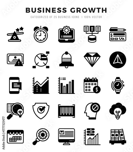 Business Growth Lineal Filled icons collection. 25 icon set in a Lineal Filled design.
