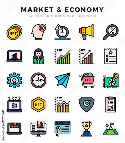 Market & Economy web icons in Lineal Color style.