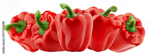 Fotografie vibrant red bell peppers aligned in striking composition for food photography, s