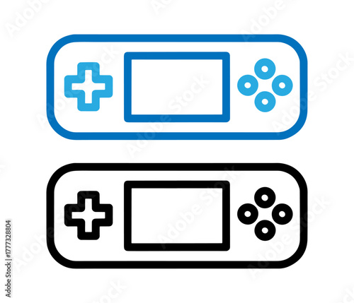 Set of handheld game console technology gadgets icon simple line and dual tone vector design element for app web design isolated on white background
